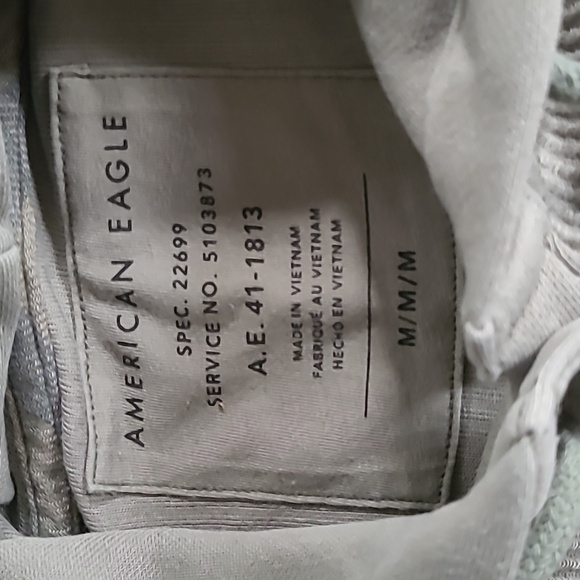 American Eagle Sage Green Ribbed Knit Button-up Cropped Hoodie Shacket Wmns M - Picture 5 of 14